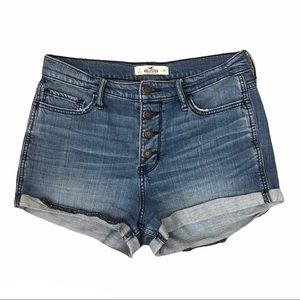 HOLLISTER High Rise Mom Jean Shorts Medium Wash 7